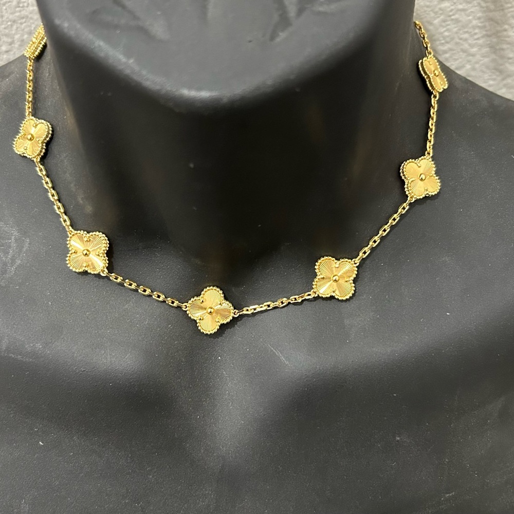 Vermeil Gold Necklace 10 Motifs Alhambra in Van Cleef & Arpels Style 🔥